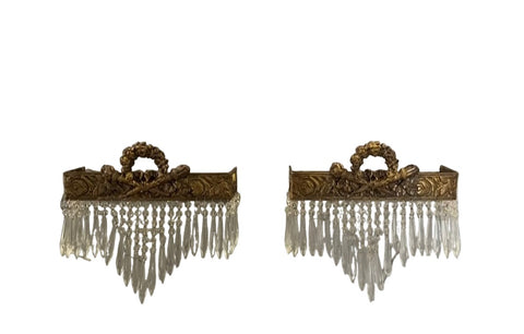 Pair of Gold and Crystal Vintage Wall Sconces