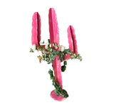 Handmade Metal Painted Hot Pink Cactus Statue (Greenery Is Optional)