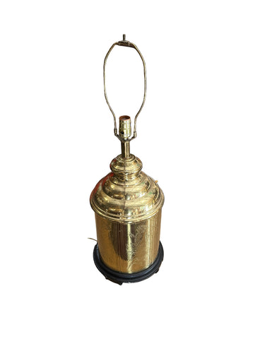 Vintage Round Brass Detailed Etched Lamp with Floral Details