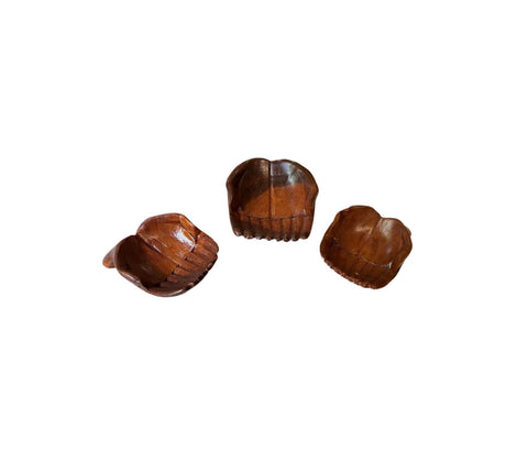 Trio of Wooden Offering Hands Bowls