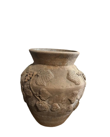 Large Sculptural Vase/Planter With Foliage Accents