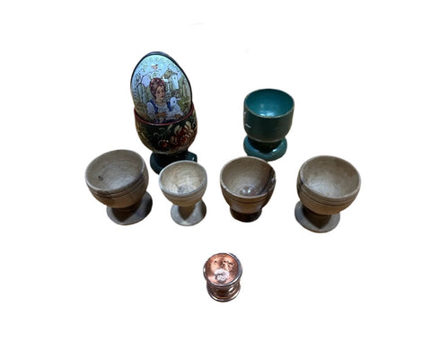 Instant Collection of Vintage Miniature Egg Holders and Egg- Set of 8