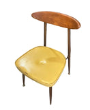 Mid-Century 1950s Wooden Chair With Yellow Leather Cushion