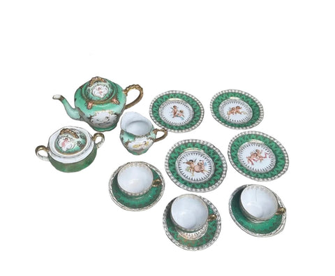 Vintage Austria Ceramic Green Tea Set