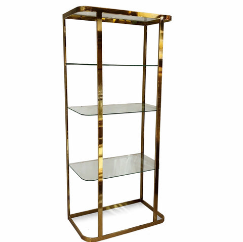 Vintage Art Deco Gold and Glass Bookcase