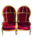 Pair of Gold Trim Red Baroque Porters Chairs