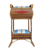Large Woven Wicker Double Compartment Standing Sewing Basket