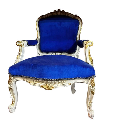 1980s Bright Blue Cushioned Accent Chair