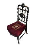Vintage Needlepoint Chair With Wooden Hand Carved Accents