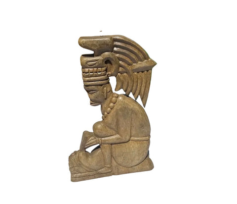 Wooden Detailed Aztec Vintage Sculpture