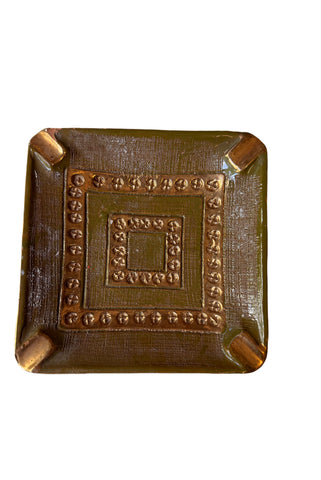 Olive Green Detailed Small Ceramic Catchall