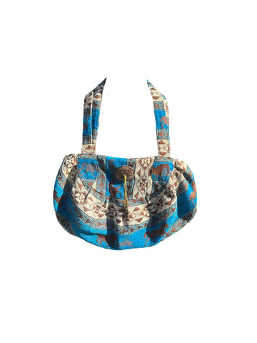 Bright Blue Cinched Bag With Horse Details