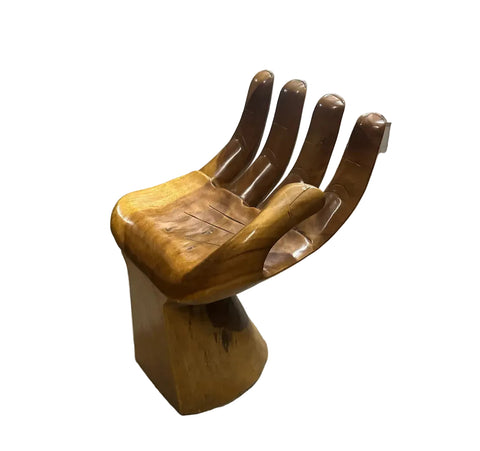 Vintage Hand Carved Natural Wood Hand Chair