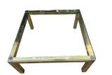 1970s Gold Square Coffee Table With Glass Top