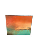 Orange and Turquoise Abstract Style Painting on Canvas