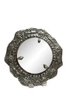 Small Silver Round Detailed Framed Wall Mirror