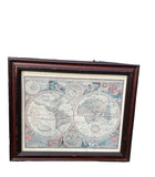 Vintage World Map in a Wooden Frame