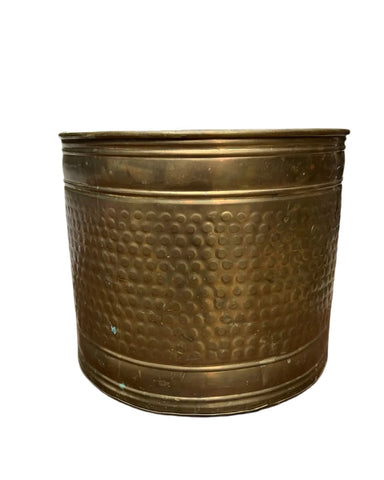 Vintage Brass Round Hand Hammered Planter