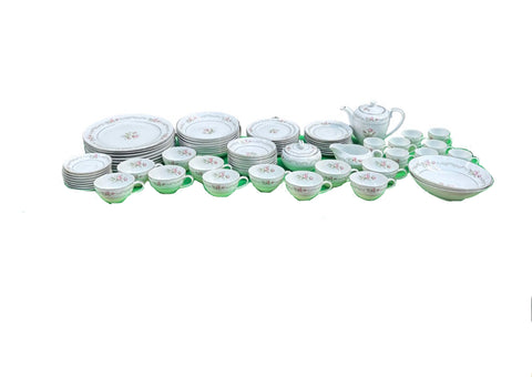 Mikasa First Love Collection of Plates and Tea Set With Pink Rose Accents