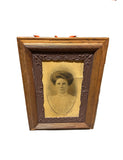 Vintage Wooden Intricate Frame With Photo of a Woman