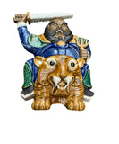 Small Ceramic Warrior and Tiger Decorative Piece