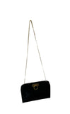 Vintage Black Salvatore Ferragamo Shiny Black Crossbody Purse With Gold Details