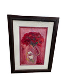 Vintage Red and Pink Floral Framed Print