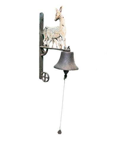 Vintage Iron Wall Hanging Dinner Bell With Deer Figures
