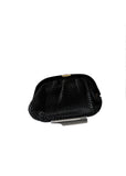 Black Woven Leather Cara Handbag With Clasp