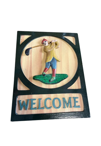 Vintage Wooden Golf Welcome Sign