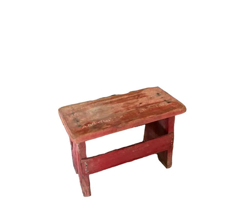 Vintage Red Wooden Miniature Stool