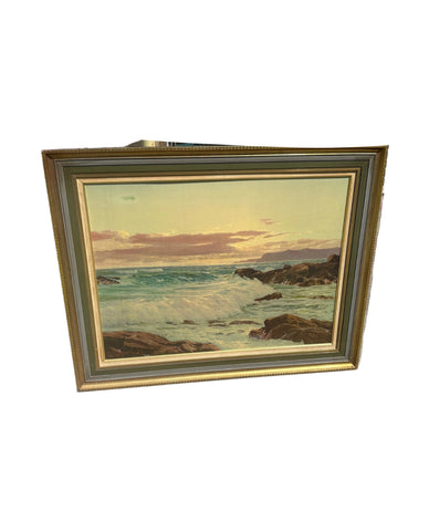 Large Seascape Ocean Print in Gold Frame