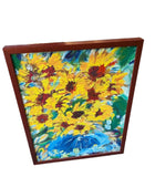 Signed and Framed Vintage Sunflower Painting