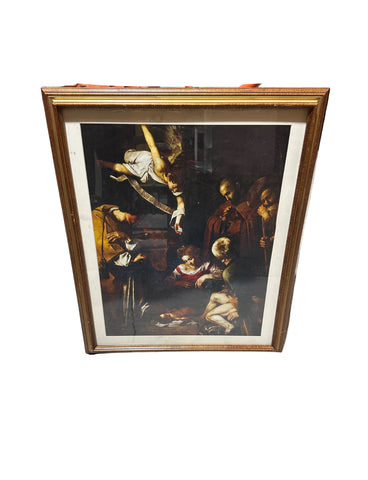 Framed Print of Nativity With Saint Frances and Saint Lawrence in Wooden Frame