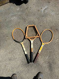 Collection of Vintage Wilson Tennis Rackets and Guard: Miss Chris, T-Flight, Advantage
