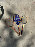 Vintage Collection of Miscellaneous Tennis Rackets With Guard and Hand Knit Cover