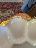 1970s Milk Glass Gold Rimmed Deviled Egg Platter