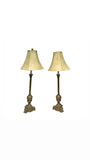Pair of Skinny Brass Table Lamps With Greek Key Accents
