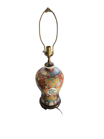 1970s Asian Style Detailed Ceramic Lamp