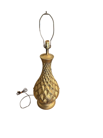 1970s Vintage Colossal Jo Wallis Gold Lamp- Signed By Artist