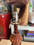 Small Vintage Wicker and Wooden Table Lamp