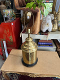 Vintage Round Brass Detailed Etched Lamp with Floral Details