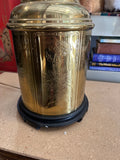 Vintage Round Brass Detailed Etched Lamp with Floral Details