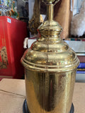 Vintage Round Brass Detailed Etched Lamp with Floral Details