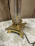 Vintage Tall Double Bulb Gold and Glass Lamp