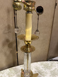 Vintage Tall Double Bulb Gold and Glass Lamp