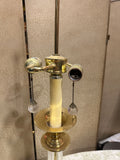 Vintage Tall Double Bulb Gold and Glass Lamp