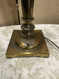 Large Vintage Brass and Wooden Lamp