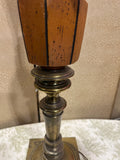 Large Vintage Brass and Wooden Lamp