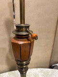 Large Vintage Brass and Wooden Lamp